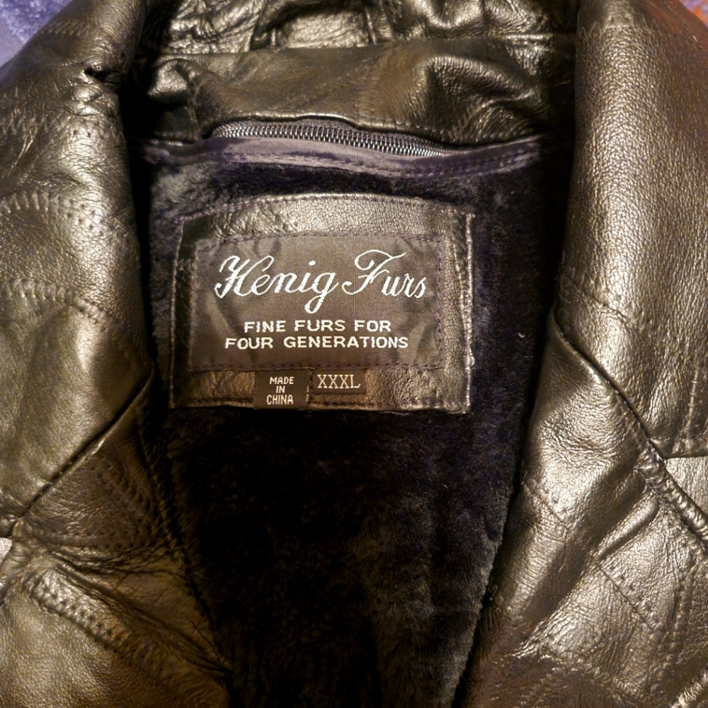 Leather men XXXL black  trench coat